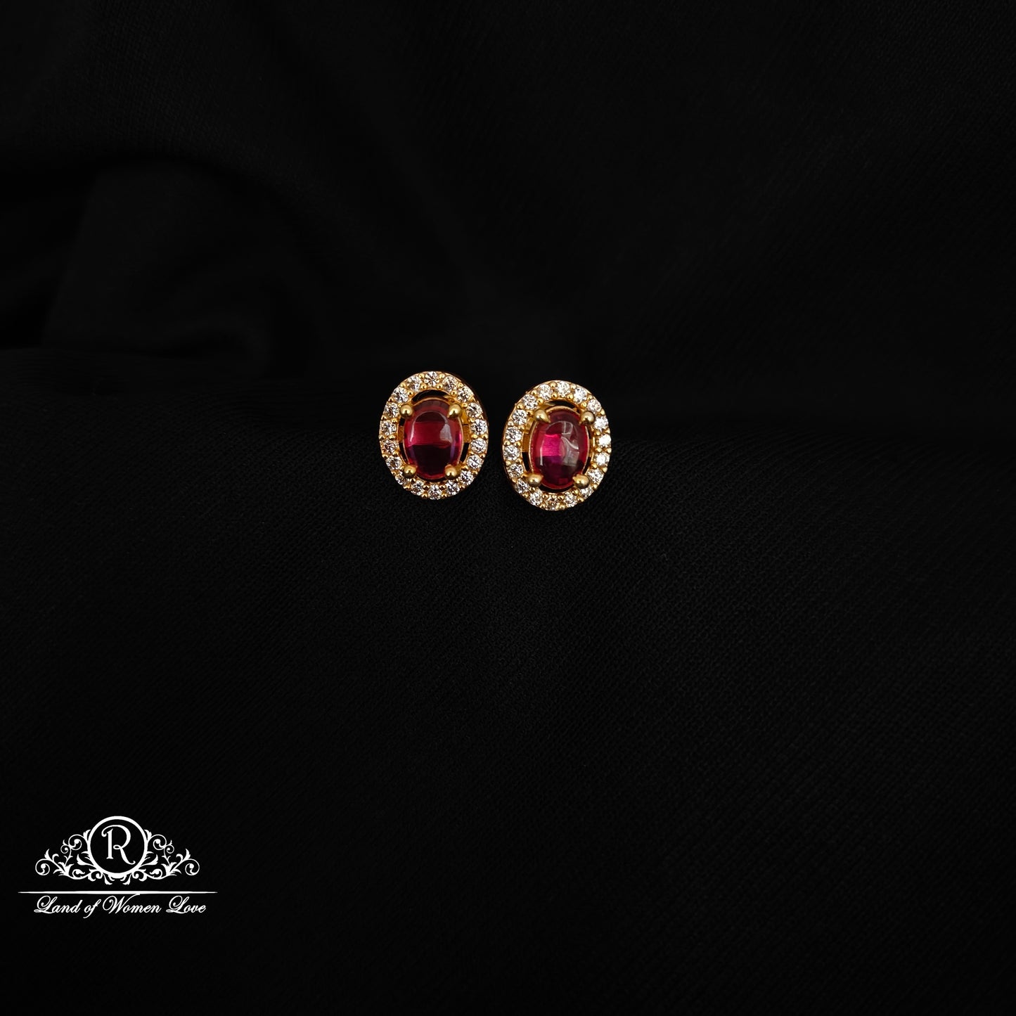 92.5-SILVER RUBY STONE STUDS-RCZ990