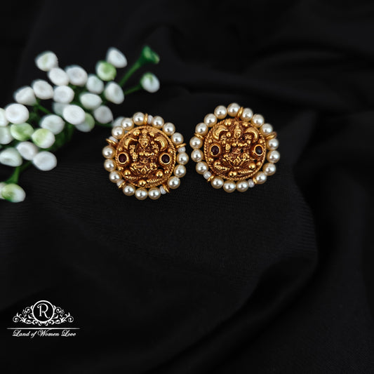 92.5 SILVER LAKSHMI DEVI WITH PEARL ROUND STUDS-RCJR1081