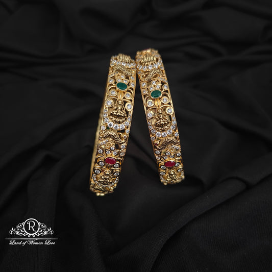 92.5 SILVERLAKSHMI DEVI WITH  PEACOCK DESGIN BANGLES-RCHD105