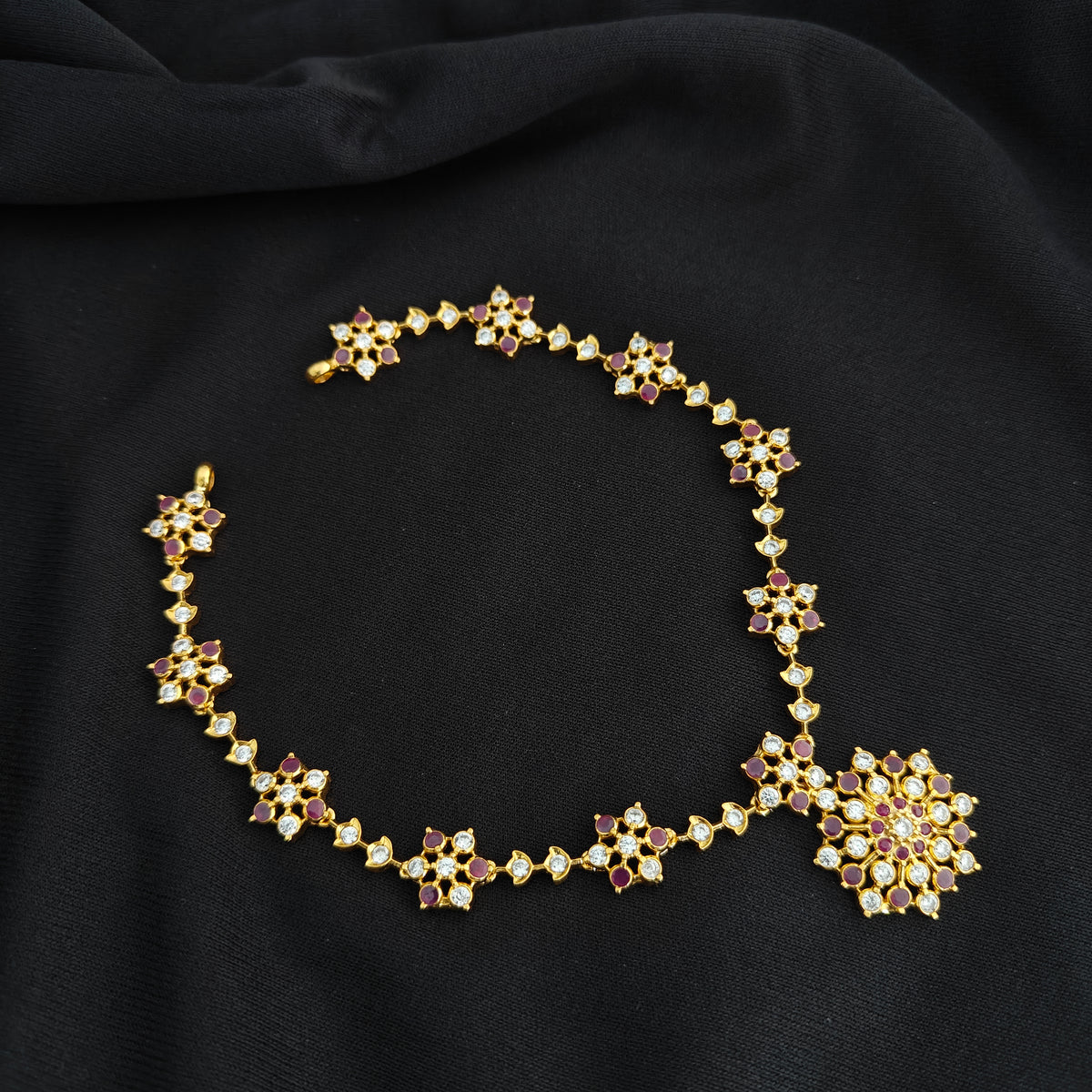 92.5-silver-with-gold-polish-stone necklace-RCH1344