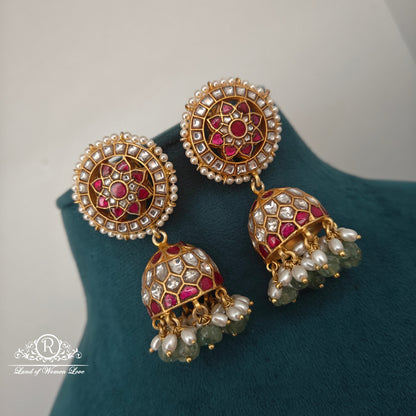 92.5 silver kundan earrings-RCPK016