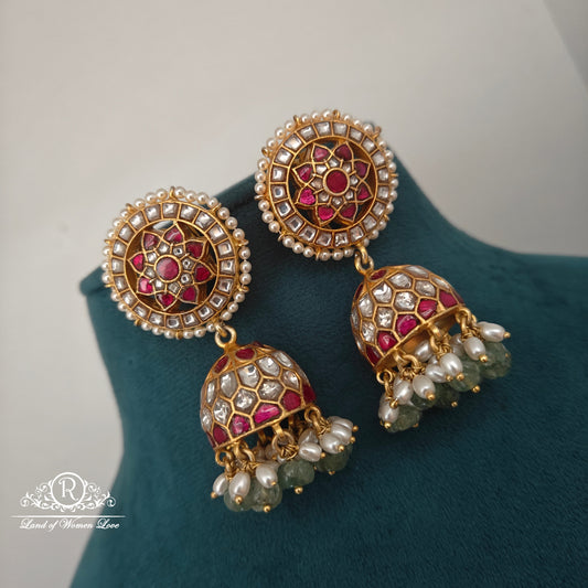 92.5 silver kundan earrings-RCPK016