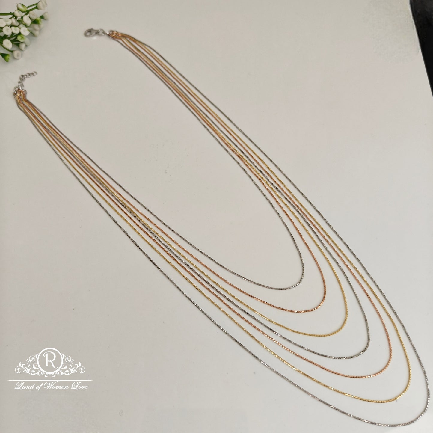 92.5 Silver imported italian 3 tone 7 layers chain-RCRA129
