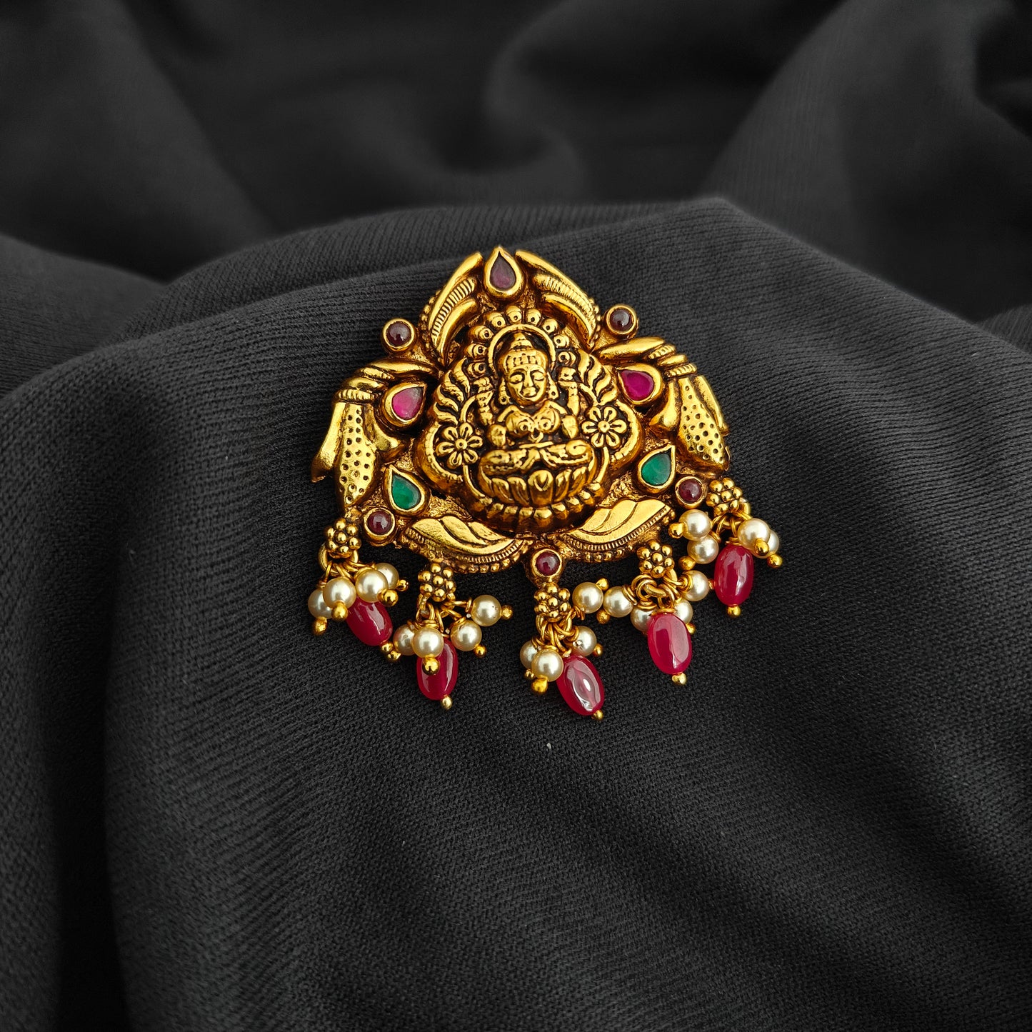 92.5 Silver With Gold Polish Lakshmi Devi Desgin pendant -RCV360