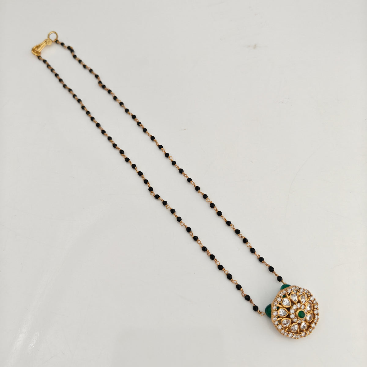 92.5 Silver with gold polish  Black Beads-RCH1371