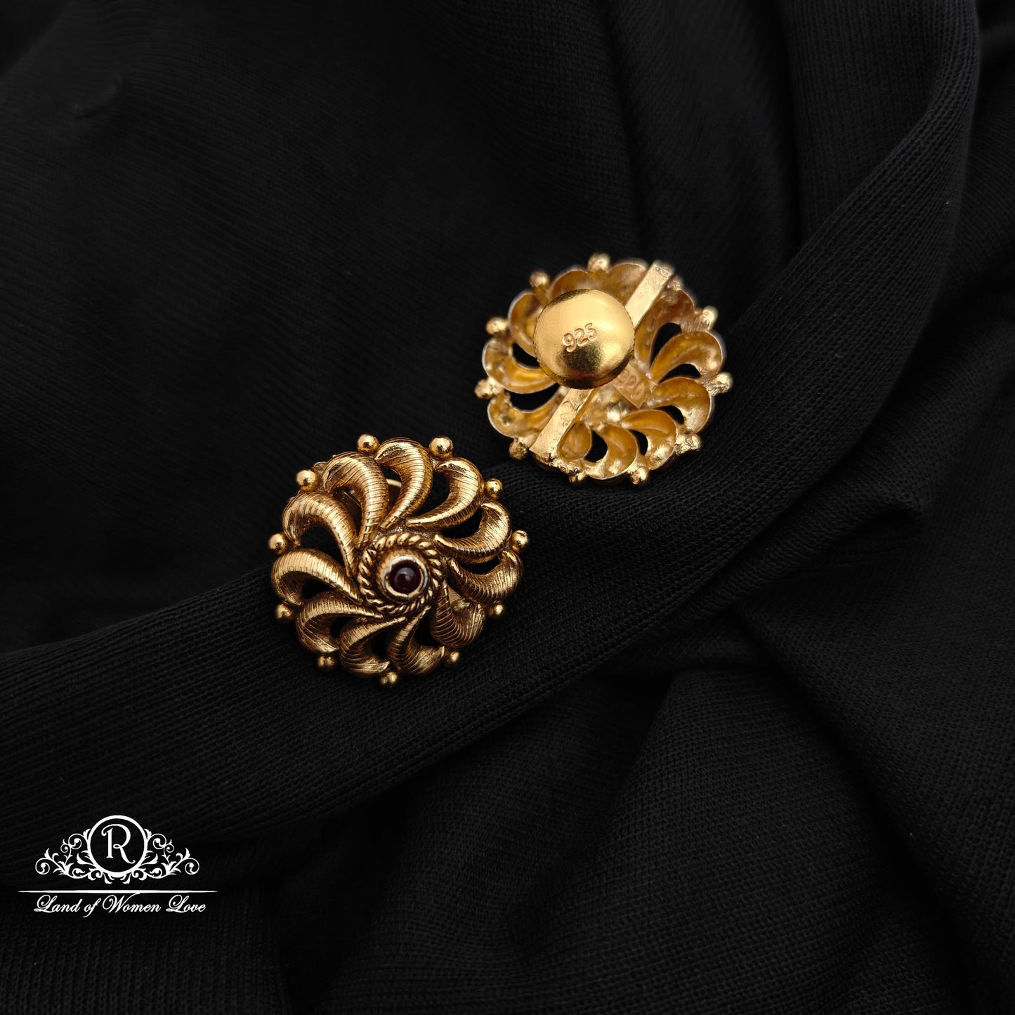 92.5 Silver with gold polish Earrings-RCH1308