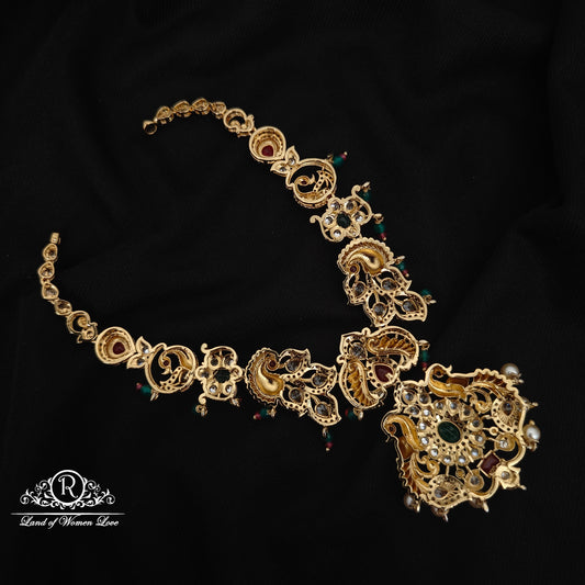 92.5 SILVER  PEACOCK DESGIN NECKLACE-RCHD098