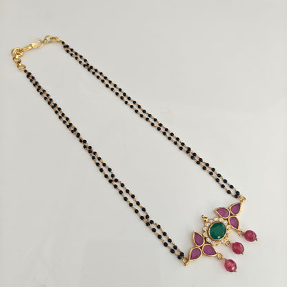 92.5 Silver with gold polish Black Beads -RCH1321