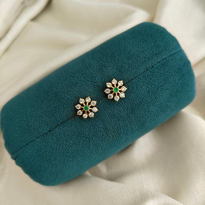 92.5 silver flower design earrings -RCK341