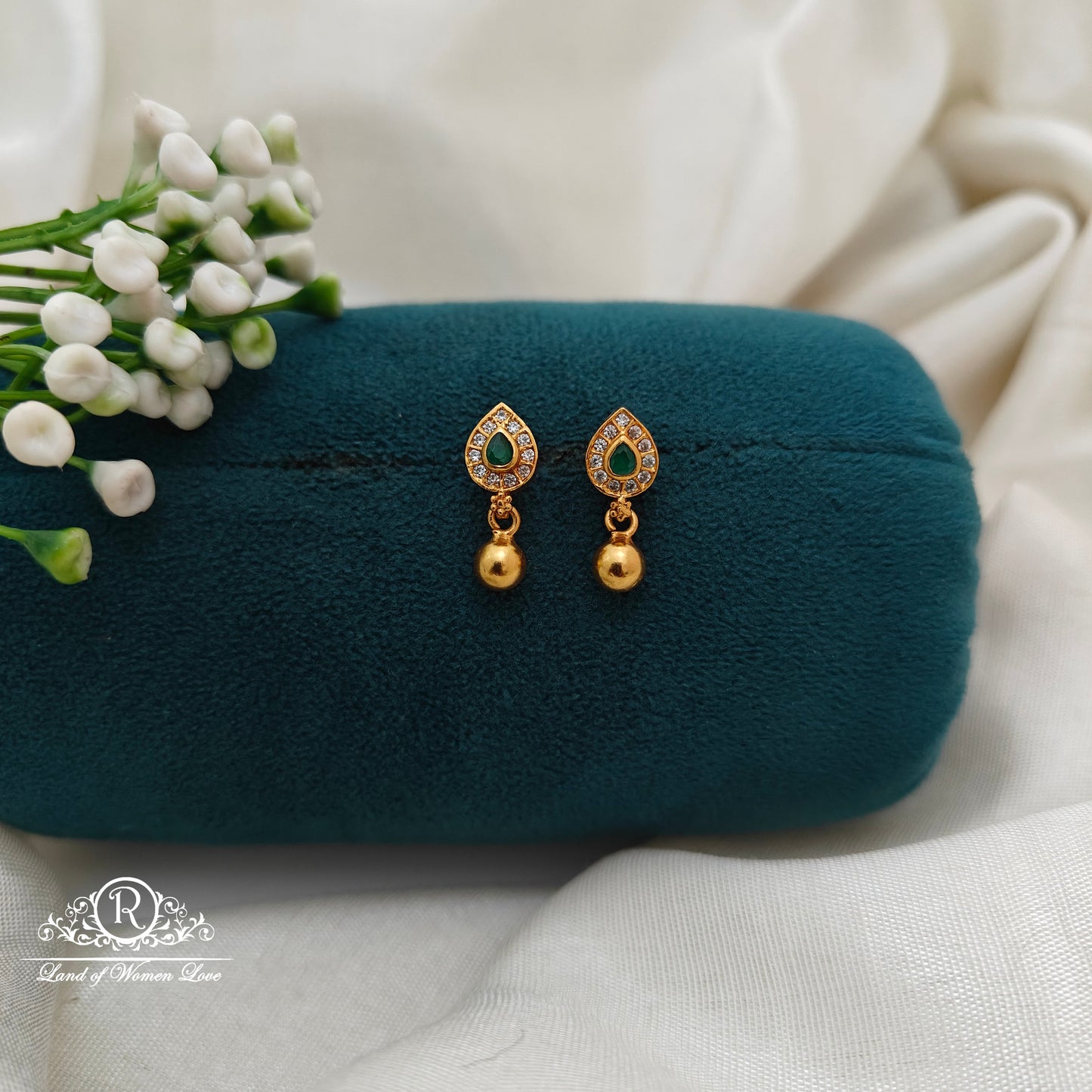 92.5 Silver Small White Stone  Earrings-RCR043