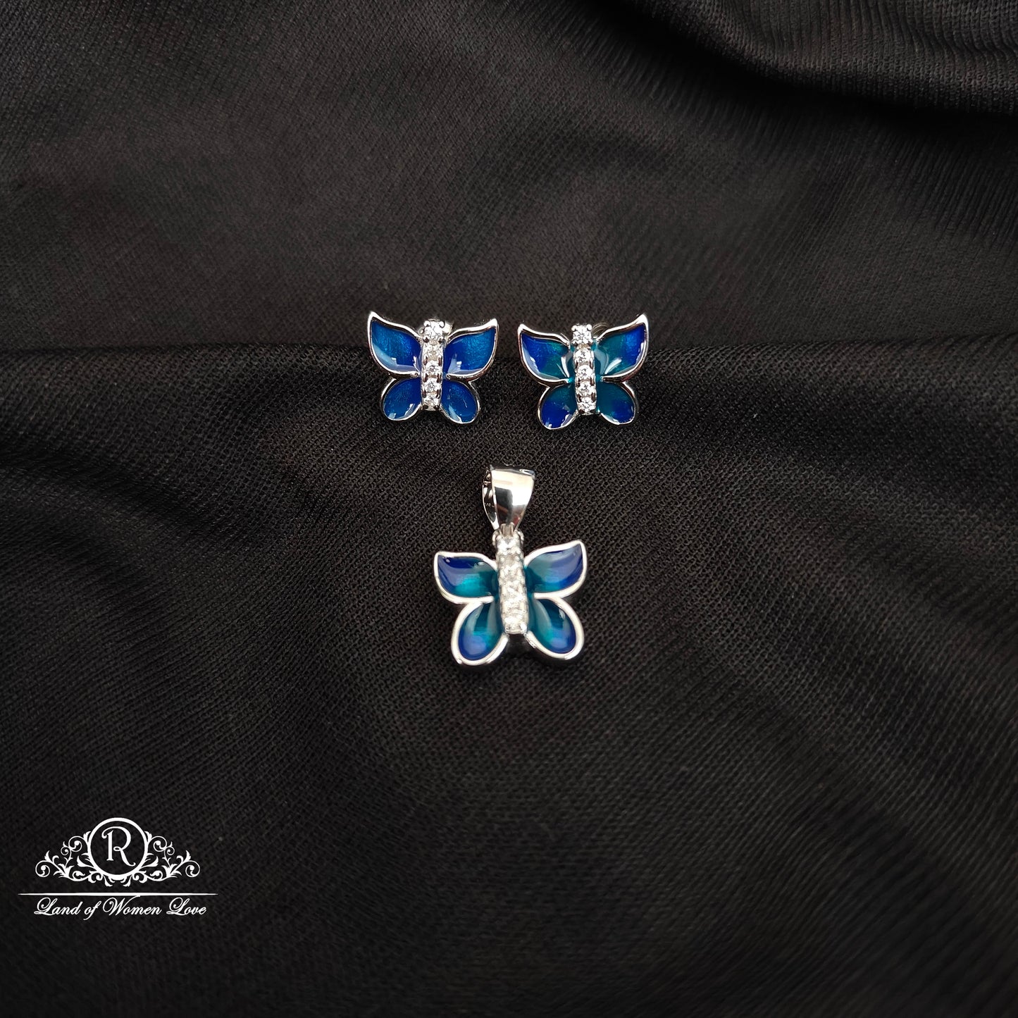 92.5 SILVER BUTTERFLY EARRINGSWITH PENDANT-RCG308