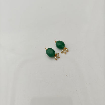 92.5 Silver with gold polish emerald green beads hanging earrings -RCH1367