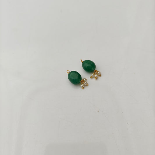 92.5 Silver with gold polish emerald green beads hanging earrings -RCH1367