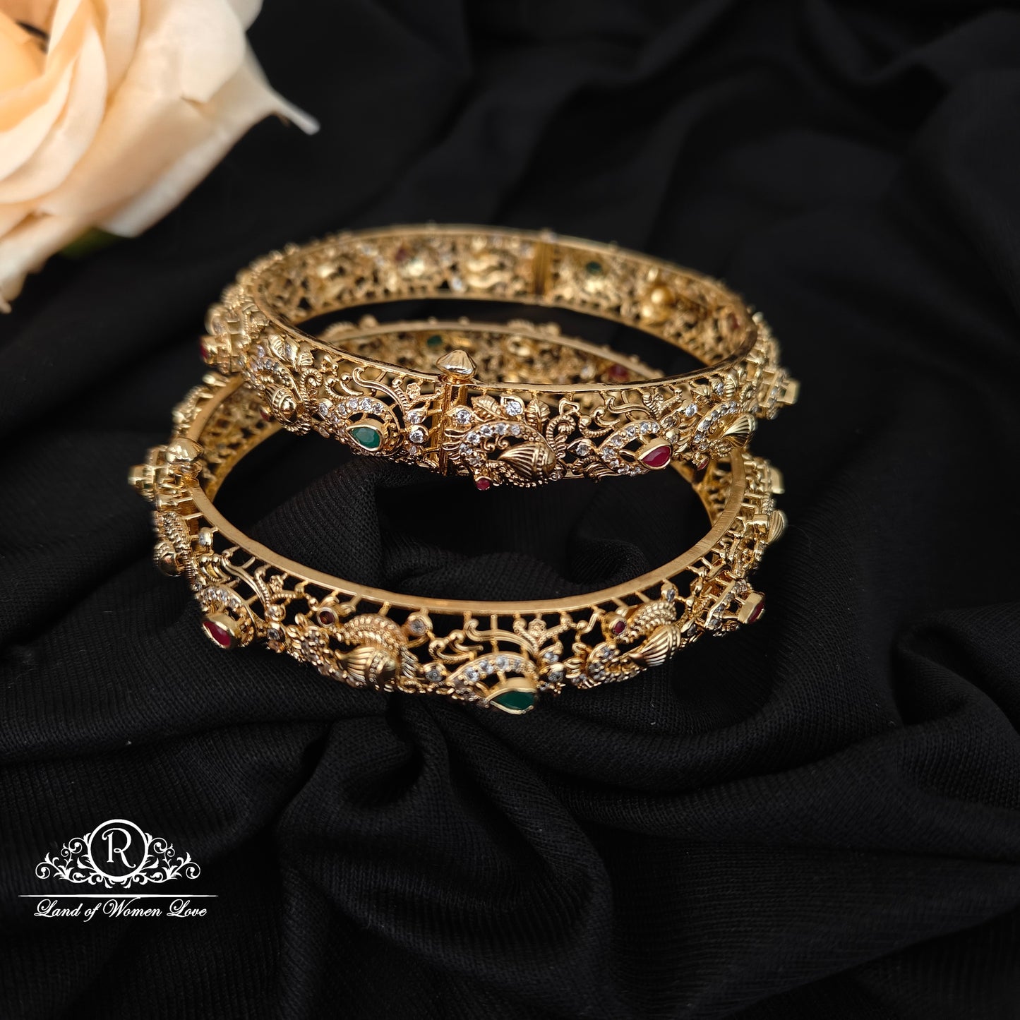 92.5 silver peacock design bangles -RCMB047