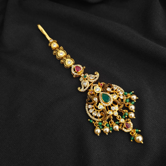 92.5 silver pachi work flower design tikka -RCMB065
