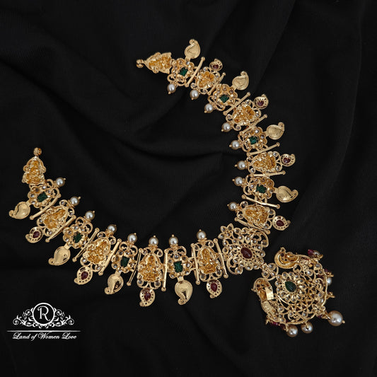 92.5 SILVER LAKSHMI WITH PEACOCK DESGIN NECKLACE-RCHD096