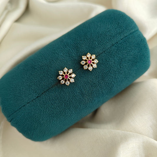 92.5 silver flower design earrings -RCK337