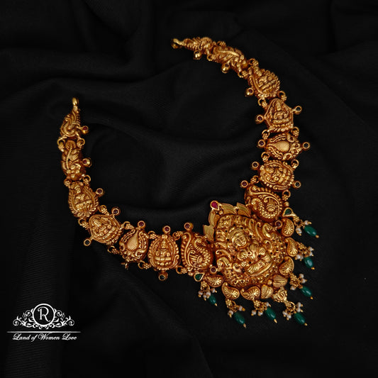 92.5-SILVER LAKSHMI DEVI WITH PEACOCK DESGIN NECKLACE-RCZ964