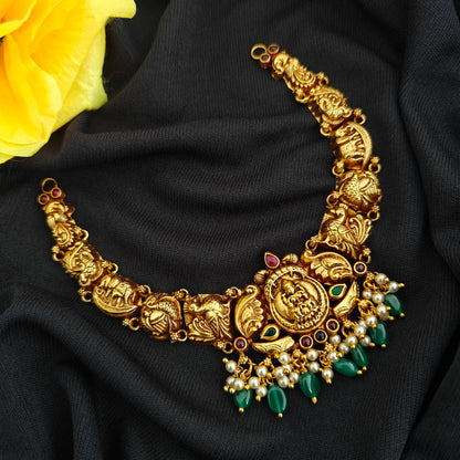 92.5 Silver  lakshmi devi Necklace design-RCV343