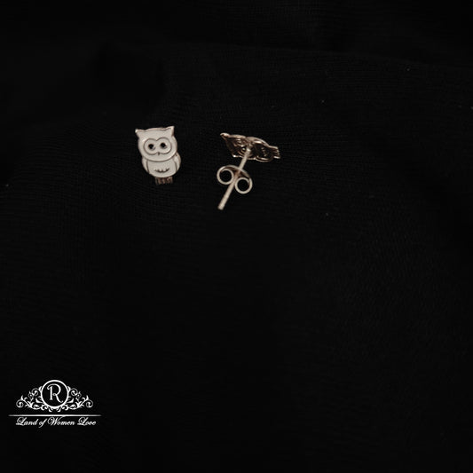 92.5 Silver Owl  Kids Earrings-RCHS61