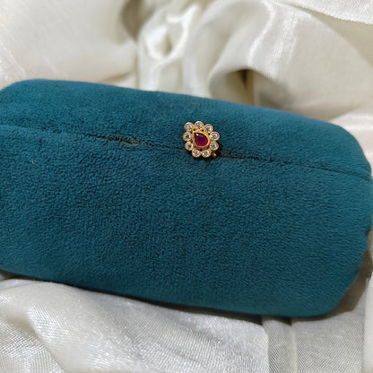 92.5silver nosepin with white and ruby stone -RCR140