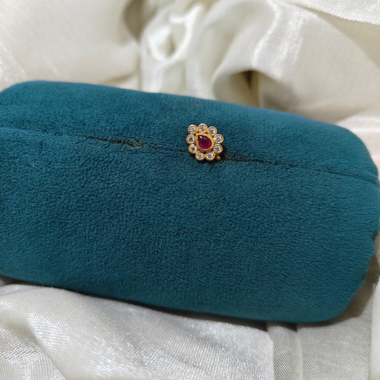 92.5silver nosepin with white and ruby stone -RCR140