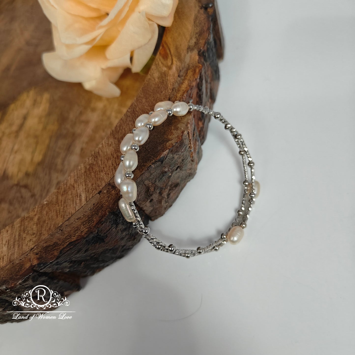 Sterling silver pearl bracelet-RCMR50