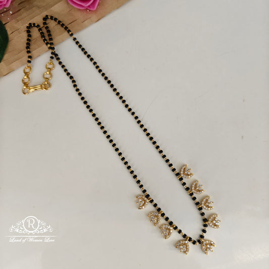 92.5-SILVER BLACK BEADS CHAIN-RCNJ043