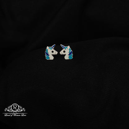 92.5 Silver Unicorn Kids Earrings-RCHS64