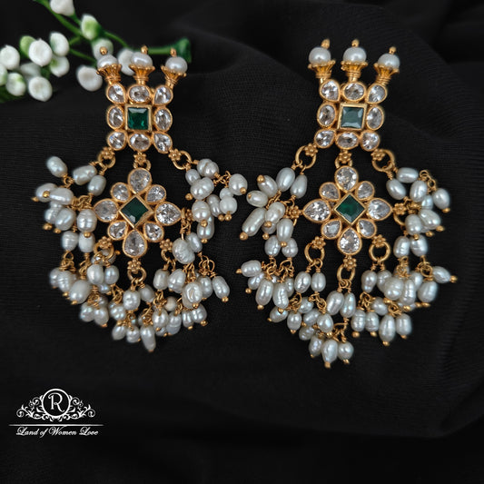 92.5 SILVER GOLD POLISH EARRINGS-RCH1074