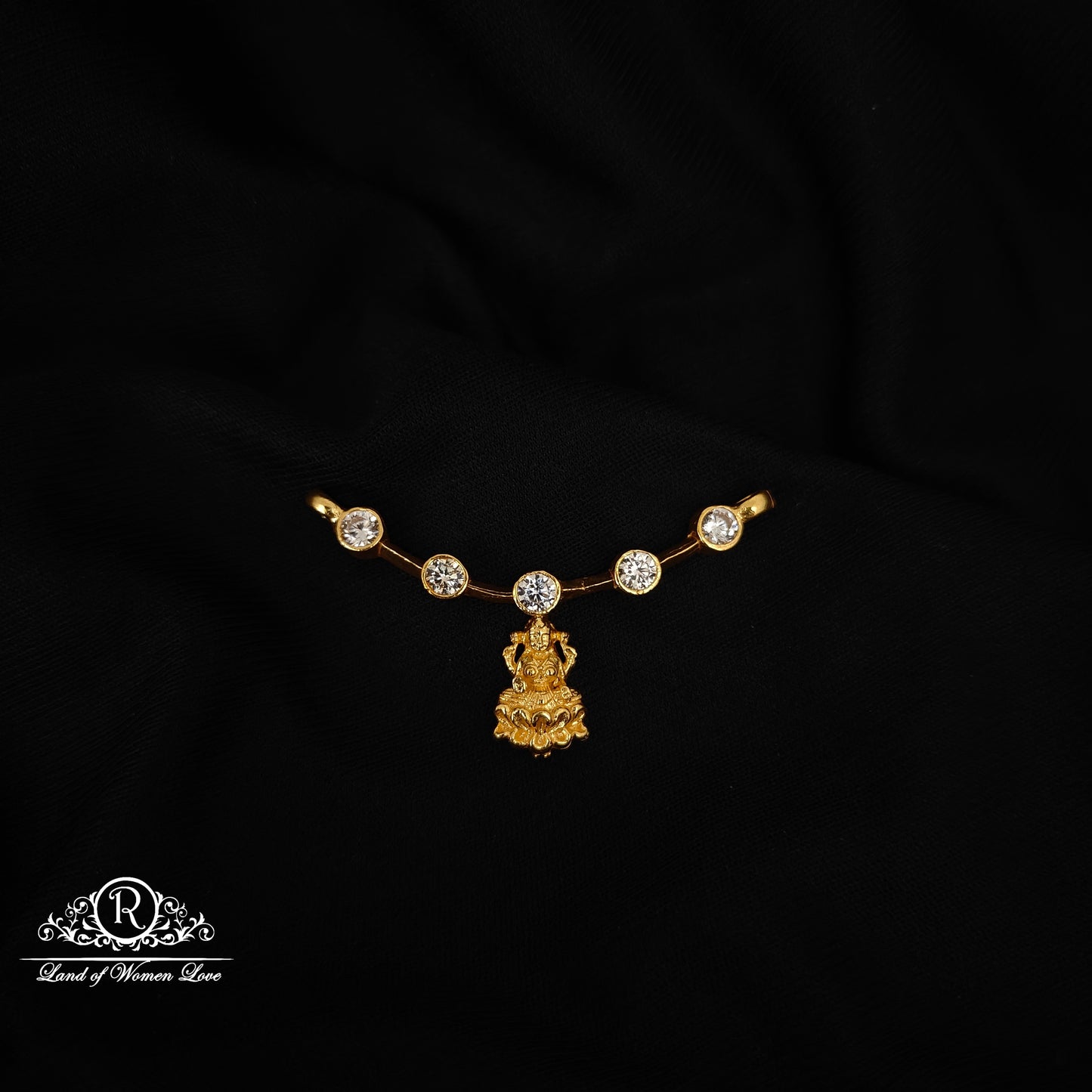 92.5  SILVER LAKSHMI DEVI WHITE STONE MALA LOCKET -RCM1383