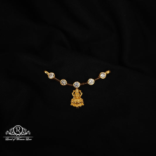 92.5  SILVER LAKSHMI DEVI WHITE STONE MALA LOCKET -RCM1383