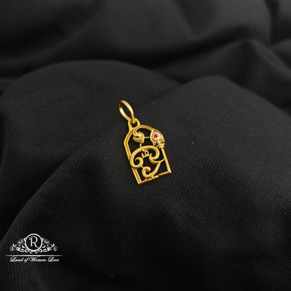 92.5 Silver Om muruga design with gold polish locket-RCR269
