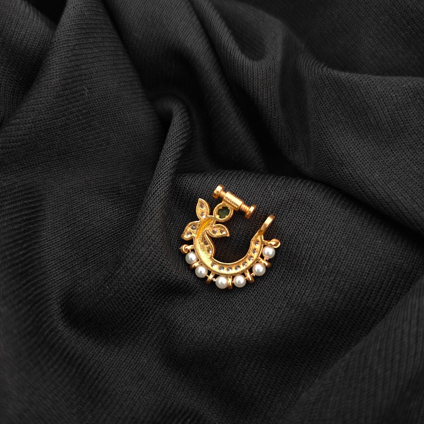 92.5 silver butterfly design nosepin with pearls -RCR148