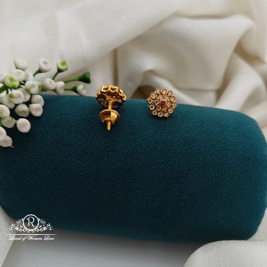 92.5 Silver Small White Stone  Earrings-RCR026