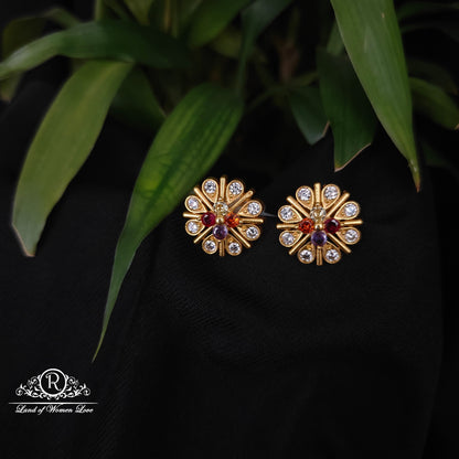 92.5 silver multi colour  stone earrings -RCDS0620