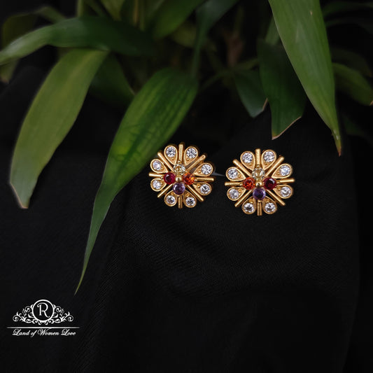 92.5 silver multi colour  stone earrings -RCDS0620