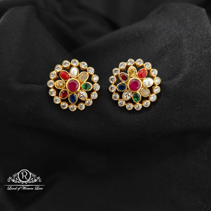 92.5 Silver navaratna earrings -RCM1618