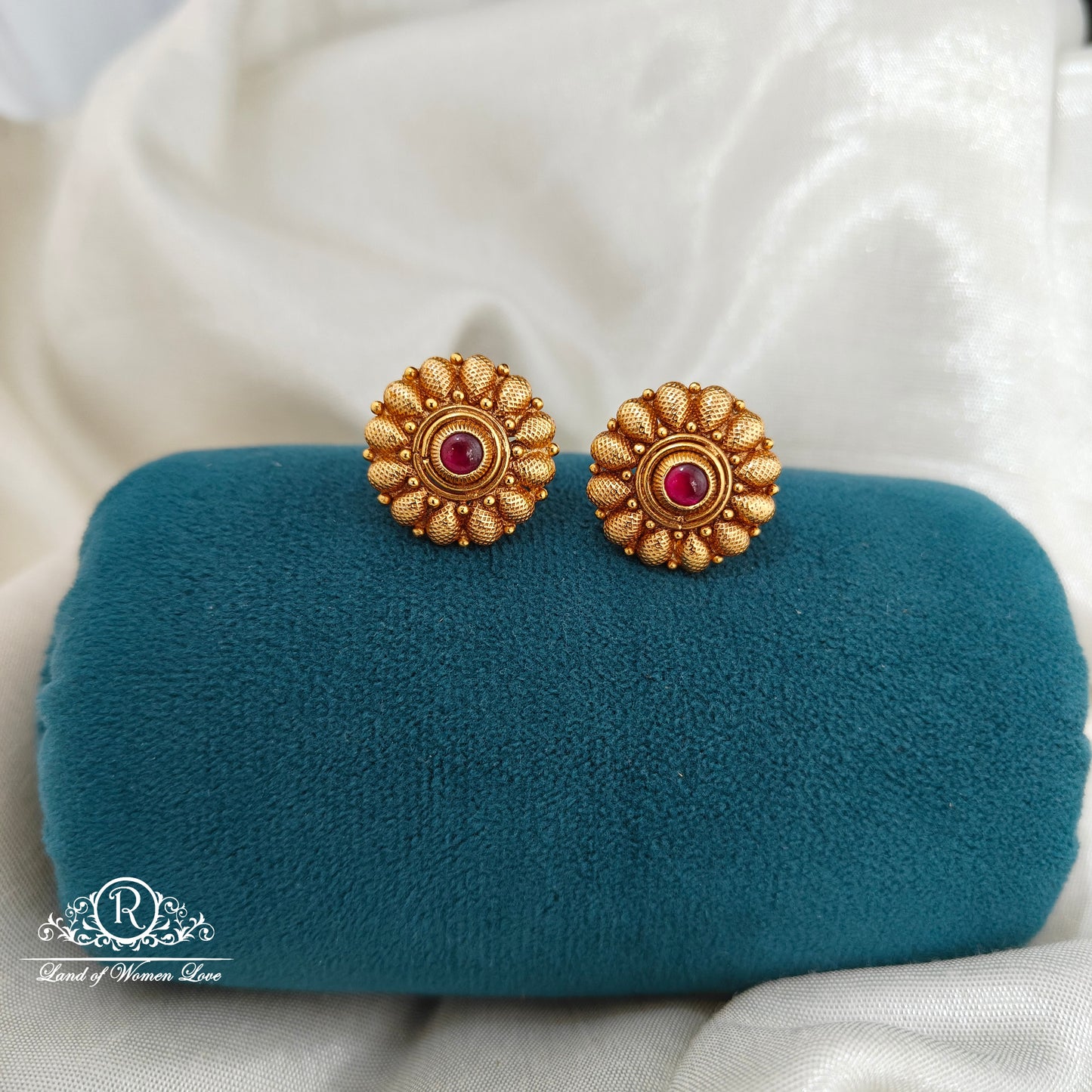 92.5 Silver flower design earrings -RCM1609