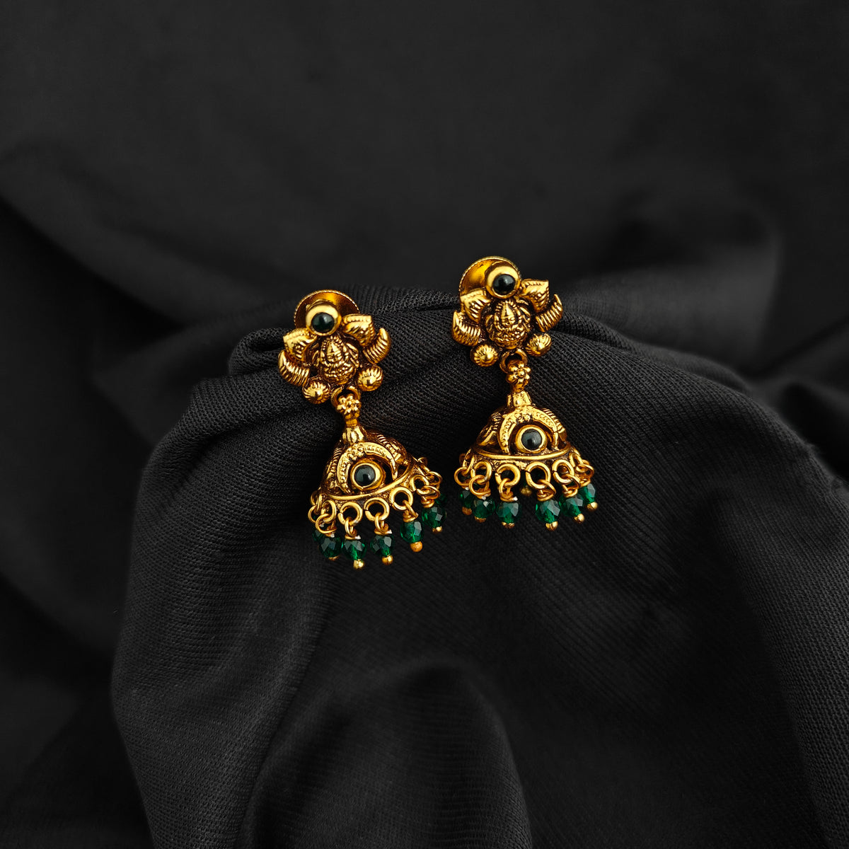 92.5 Silver With Gold Polish  Lakshmi Devi Jumkas -RCV401