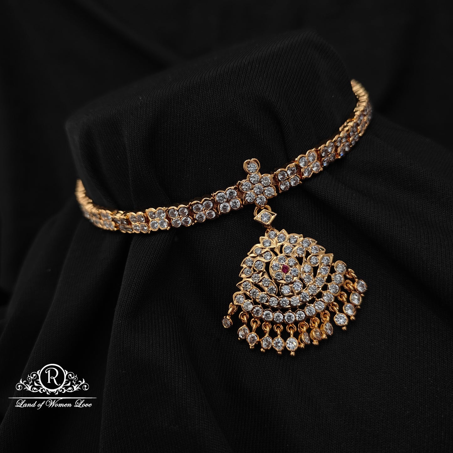 92.5 Silver with gold polish Necklace -RCK329