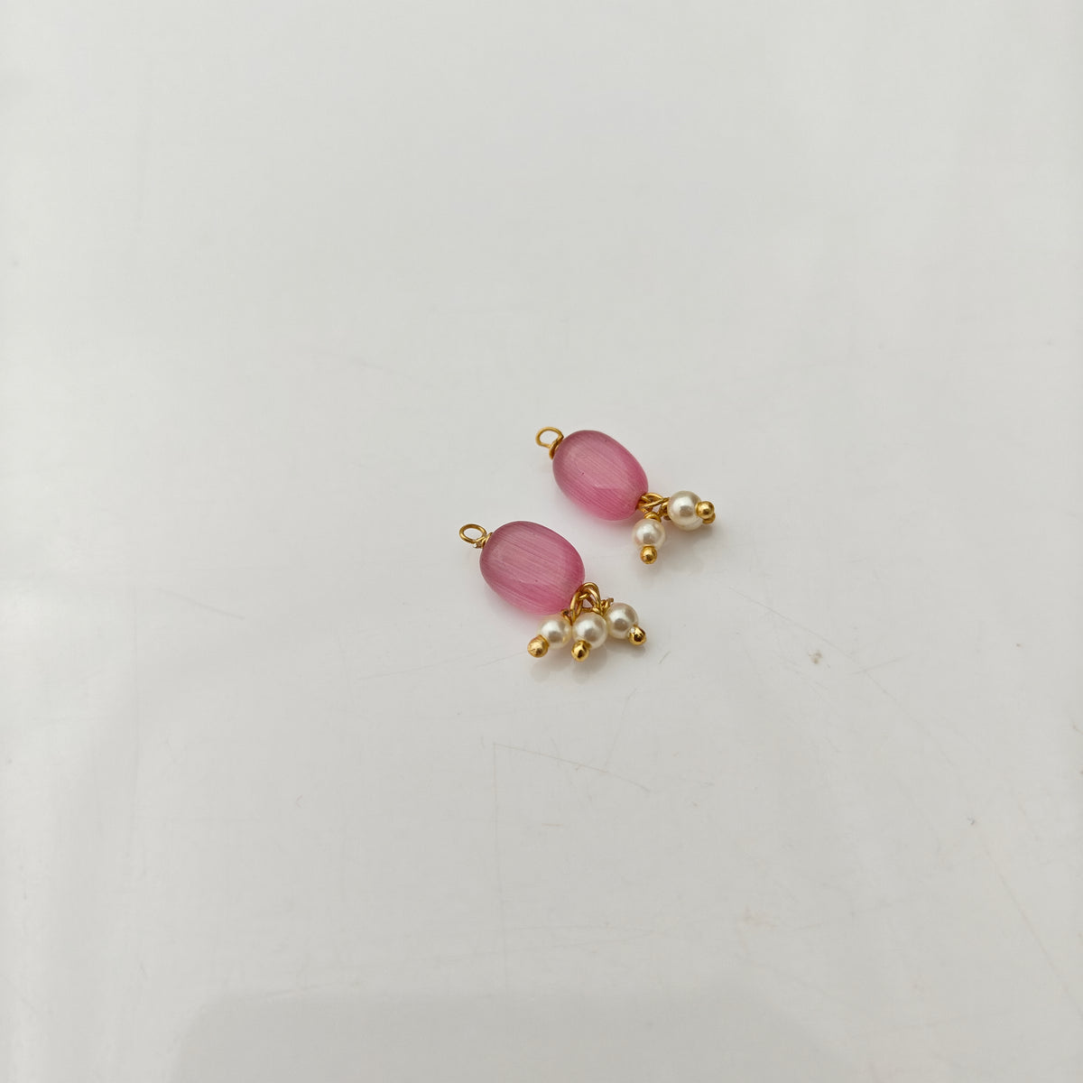 92.5 Silver with gold polish  beads hanging earrings -RCH1367-3