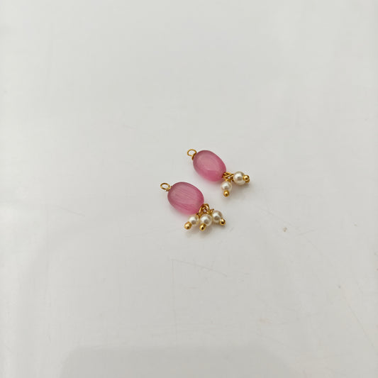 92.5 Silver with gold polish  beads hanging earrings -RCH1367-3