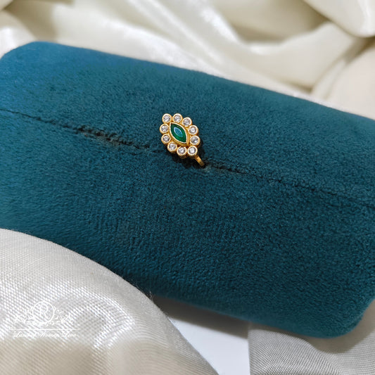 92.5 Silver white and green stone nosepin-RCR087