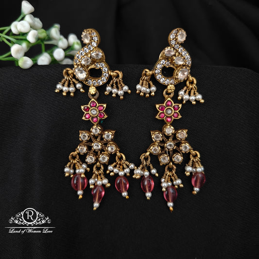 92.5 silver simple and Cute polki nakshi earrings -RC85-10CP13