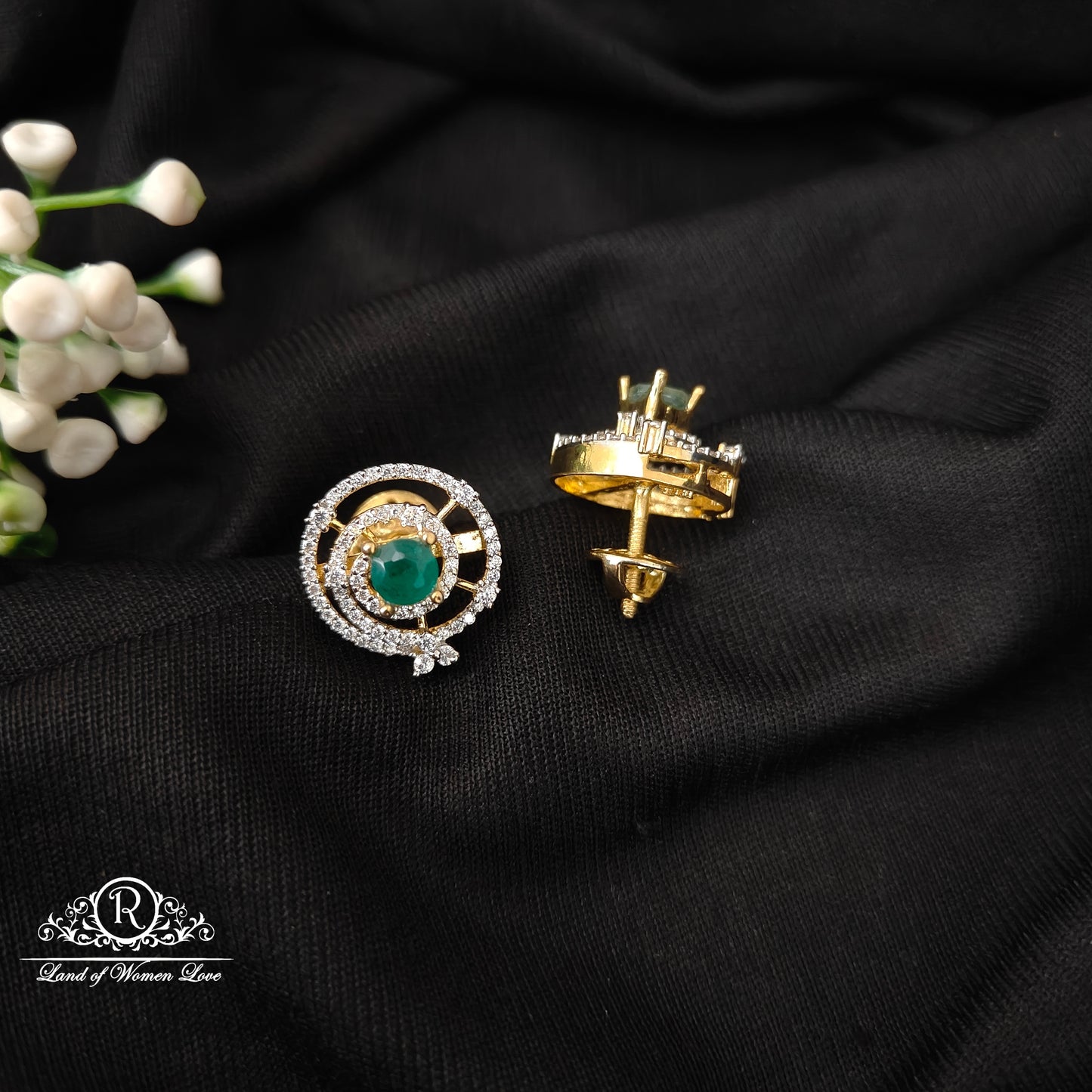 92.5 silver simple and Cute diamond finishing earrings-RCDS430