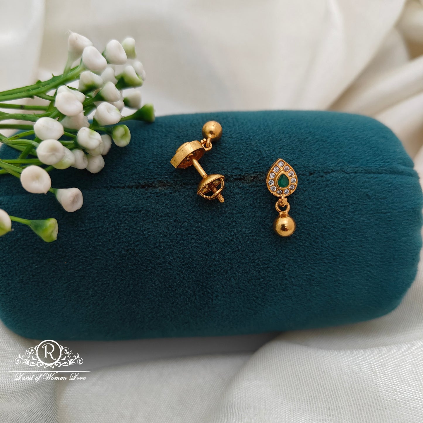 92.5 Silver Small White Stone  Earrings-RCR043