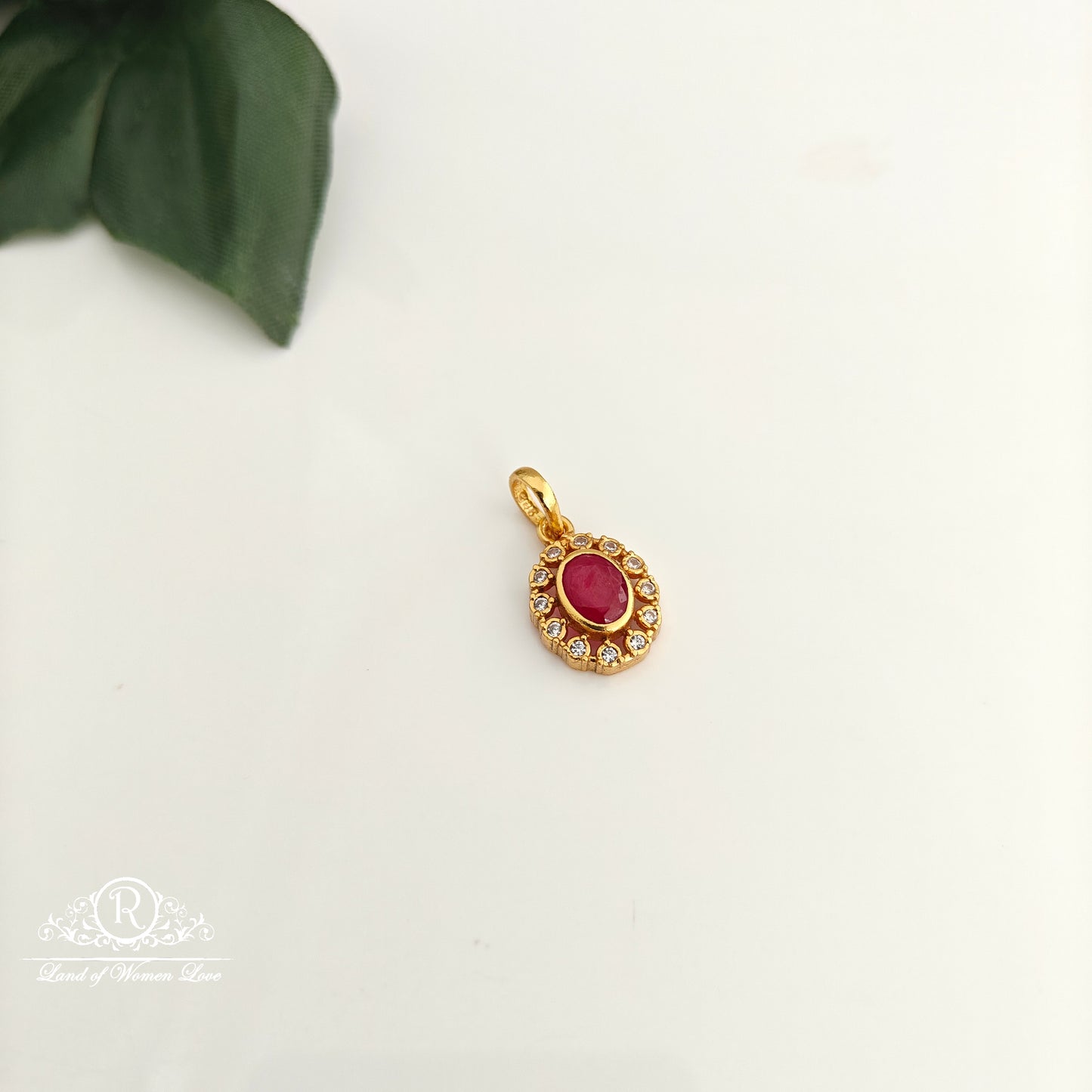 92.5 silver Ruby stone locket -RCR154