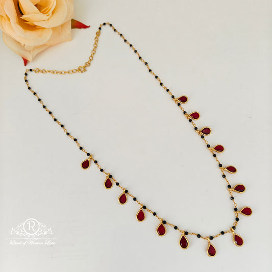 92.5 Silver Black Beads Chain-RCJR1115