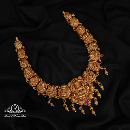 92.5-SILVER LAKSHMI DEVI WITH PEACOCK DESGIN NECKLACE-RCZ965